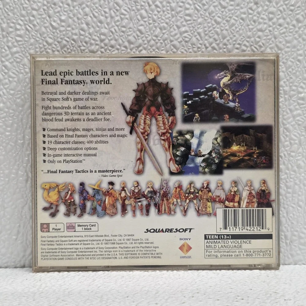 Final Fantasy Tactics PlayStation 1 PS1 Black Label (Playstation, 1998) Complete
